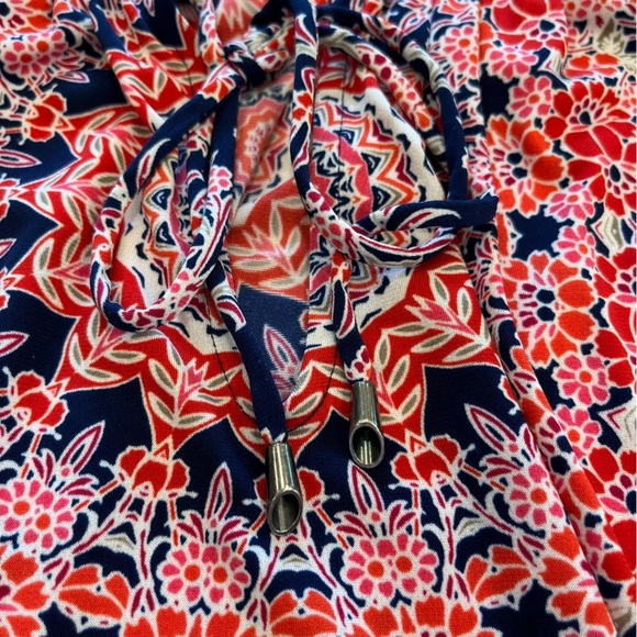 NEW London Times | Floral Geo Print Midi Sleeveless Shift Dress | Blue/Red | 10 - Picture 10 of 11